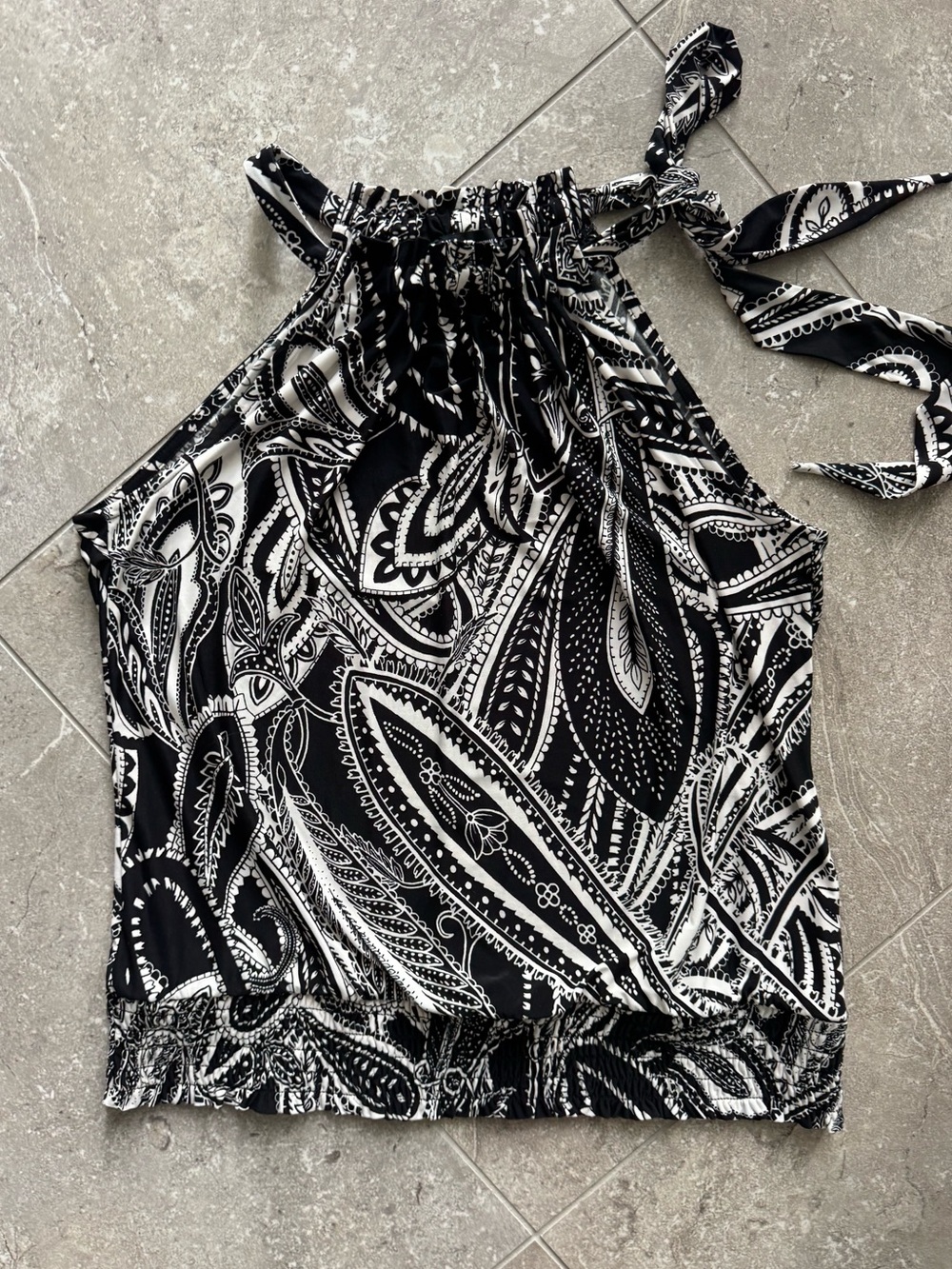 INC International Concepts Paisley Side Tie Neck Top Size M